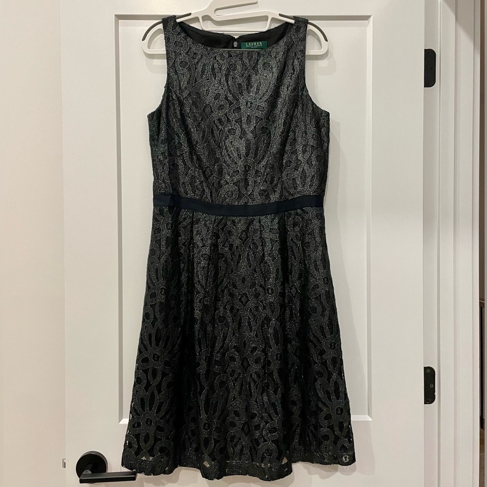Lauren Ralph Lauren Black Lace Fit & Flare Dress – Size 10